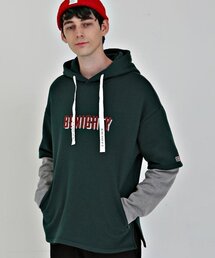 BEMIGHTY（ビーマイティー）の「袖レイヤードオーバーサイズ起毛フードパーカーグリーン（パーカー）」