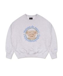 FABULOUS ARCHIVE（ファビュラスアーカイブ）の「ウィメンズクロップサークルロゴエンボベアフレンズヘビーテリーマンツーマンアッシュグレーブルー(FCD3TS702W)（スウェット）」
