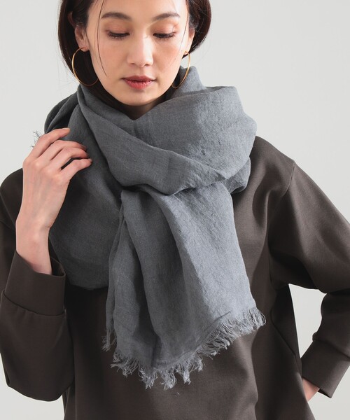 Demi-Luxe BEAMS（デミルクス ビームス）の「ASAUCE MELER / リネン ガーゼ ストール（ストール/ショール・レディース・ナチュラル/グレー/ダークブラウン・ONE SIZE）」の2枚目の写真