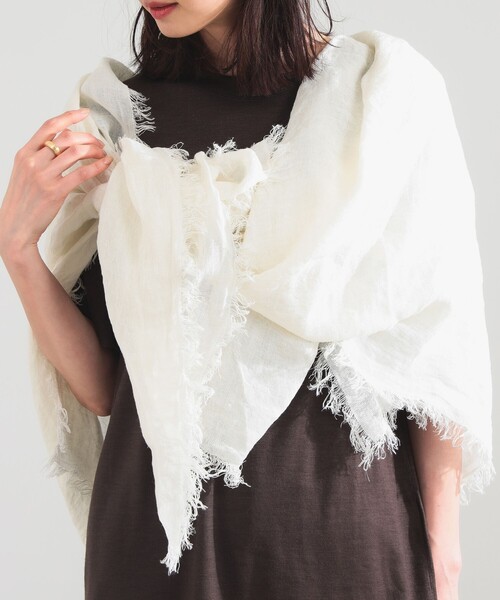 Demi-Luxe BEAMS（デミルクス ビームス）の「ASAUCE MELER / リネン ガーゼ ストール（ストール/ショール・レディース・ナチュラル/グレー/ダークブラウン・ONE SIZE）」の18枚目の写真