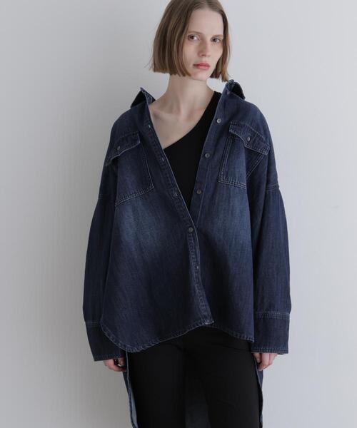 LE PHIL(ルフィル)の「◆ウォッシュドデニムシャツA(シャツ/ブラウス・レディース・ブルー/ネイビー・F)」の2枚目の写真
