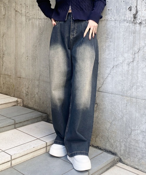 INGNI（イング）の「バレルレッグデニムパンツ（デニムパンツ・レディース・ブルー系その他/ブラック/ブルー系その他4・S/M）」の12枚目の写真