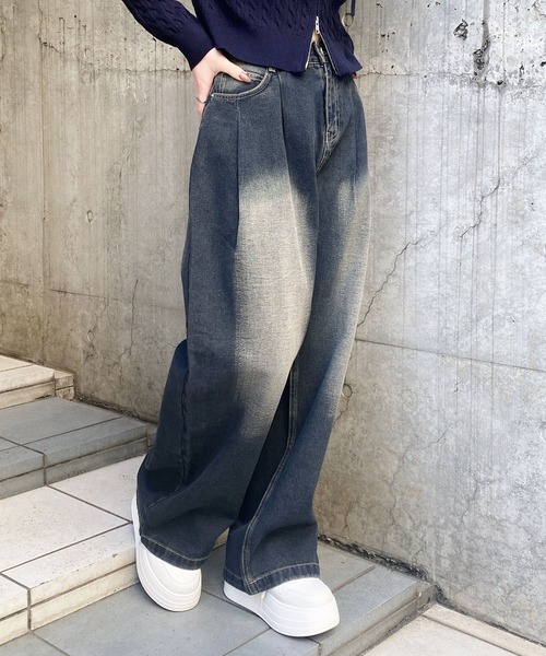 INGNI（イング）の「バレルレッグデニムパンツ（デニムパンツ・レディース・ブルー系その他/ブラック/ブルー系その他4・S/M）」の14枚目の写真