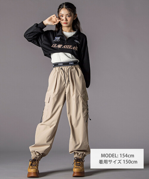 ZIDDY（ジディ）の「ハーフジップドロップショルダートップス＆短丈半袖Tシャツセット(130~160cm)（その他トップス・キッズ・ブラック/パープル・130cm/140cm/FREE/150cm）」の3枚目の写真