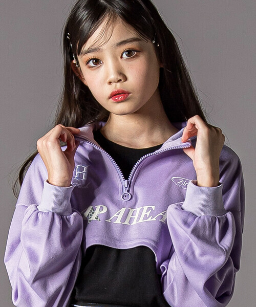 ZIDDY（ジディ）の「ハーフジップドロップショルダートップス＆短丈半袖Tシャツセット(130~160cm)（その他トップス・キッズ・ブラック/パープル・130cm/140cm/FREE/150cm）」の7枚目の写真