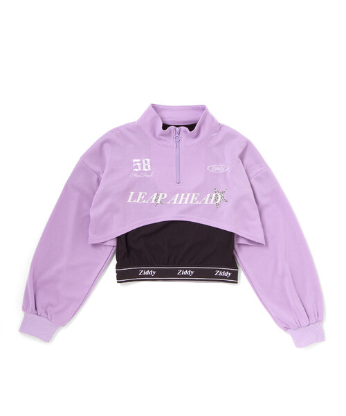 ZIDDY（ジディ）の「ハーフジップドロップショルダートップス＆短丈半袖Tシャツセット(130~160cm)（その他トップス・キッズ・ブラック/パープル・130cm/140cm/FREE/150cm）」の12枚目の写真