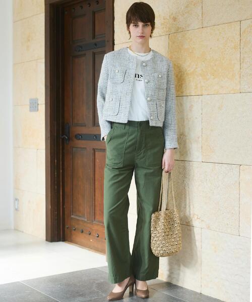 DRESSTERIOR（ドレステリア）の「ラメミックスツイードジャケット（ノーカラージャケット・レディース・ライトグレー・40/38/36）」の2枚目の写真