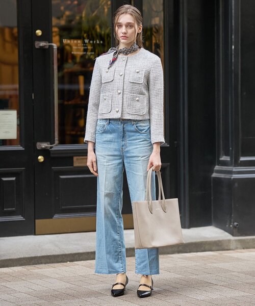 DRESSTERIOR（ドレステリア）の「ラメミックスツイードジャケット（ノーカラージャケット・レディース・ライトグレー・40/38/36）」の12枚目の写真