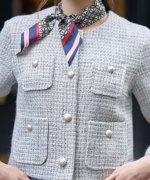 DRESSTERIOR（ドレステリア）の「ラメミックスツイードジャケット（ノーカラージャケット・レディース・ライトグレー・40/38/36）」の14枚目の写真