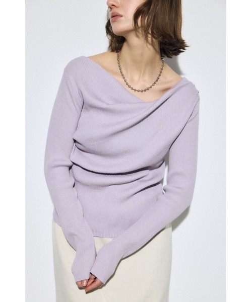 AZUL by moussy(アズールバイマウジー)の「ドレープ長袖ニットトップス(ニット/セーター・レディース・アイボリー/ブラック/シルバー/ライトパープル・FREE)」の18枚目の写真