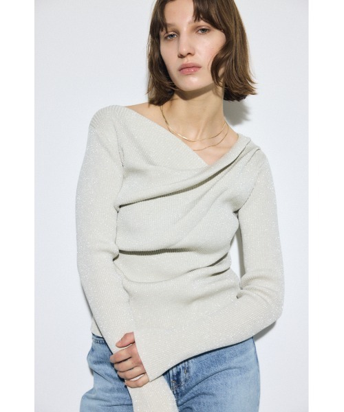 AZUL by moussy(アズールバイマウジー)の「ドレープ長袖ニットトップス(ニット/セーター・レディース・アイボリー/ブラック/シルバー/ライトパープル・FREE)」の22枚目の写真