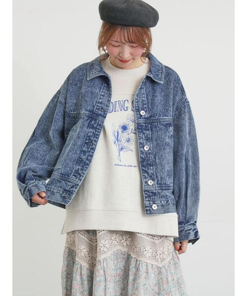 Samansa Mos2（サマンサ モスモス）の「【オーガニックコットン】デニムジャケット（ノーカラージャケット・レディース・サックスブルー/ブルー/キナリ・F）」の3枚目の写真
