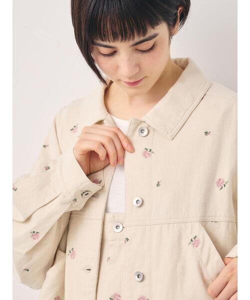 Samansa Mos2（サマンサ モスモス）の「【オーガニックコットン】デニムジャケット（ノーカラージャケット・レディース・サックスブルー/ブルー/キナリ・F）」の4枚目の写真