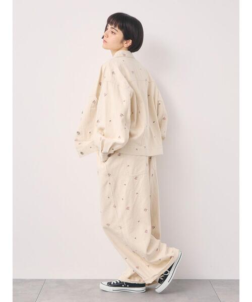 Samansa Mos2（サマンサ モスモス）の「【オーガニックコットン】デニムジャケット（ノーカラージャケット・レディース・サックスブルー/ブルー/キナリ・F）」の9枚目の写真