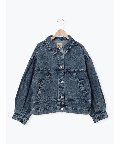 オーガニックコットン】デニムジャケット（ノーカラージャケット