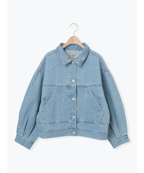 オーガニックコットン】デニムジャケット（ノーカラージャケット
