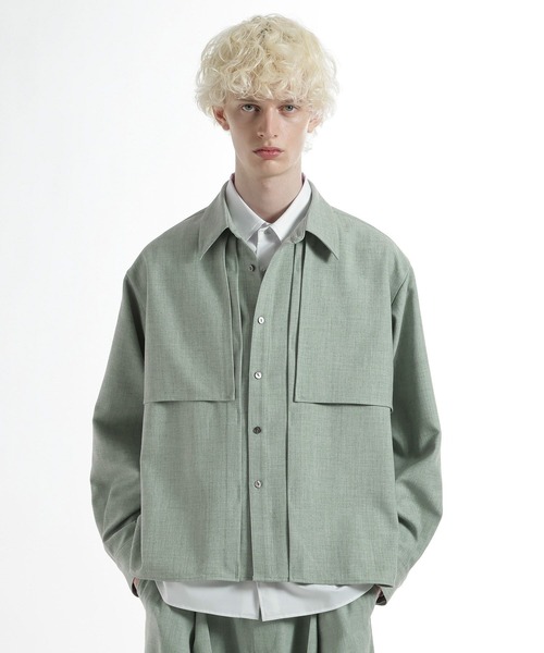 HARE（ハレ）の「レイヤードメランジシャツ(HARE)（シャツ/ブラウス・メンズ・ブラック/グリーン/ベージュ・FREE）」の3枚目の写真