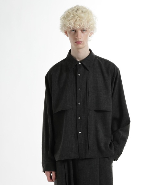 HARE（ハレ）の「レイヤードメランジシャツ(HARE)（シャツ/ブラウス・メンズ・ブラック/グリーン/ベージュ・FREE）」の2枚目の写真