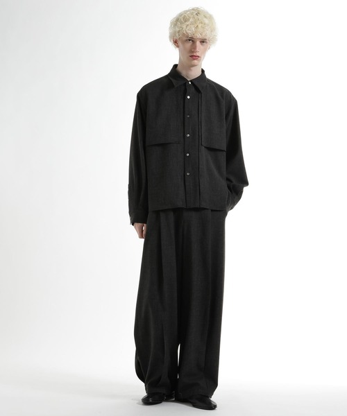 HARE（ハレ）の「レイヤードメランジシャツ(HARE)（シャツ/ブラウス・メンズ・ブラック/グリーン/ベージュ・FREE）」の9枚目の写真