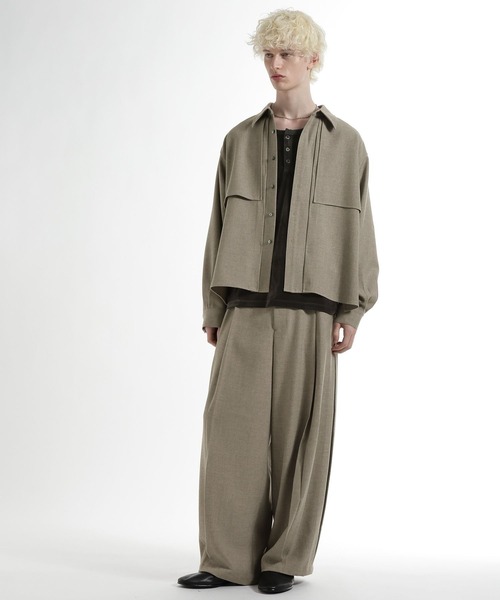 HARE（ハレ）の「レイヤードメランジシャツ(HARE)（シャツ/ブラウス・メンズ・ブラック/グリーン/ベージュ・FREE）」の22枚目の写真