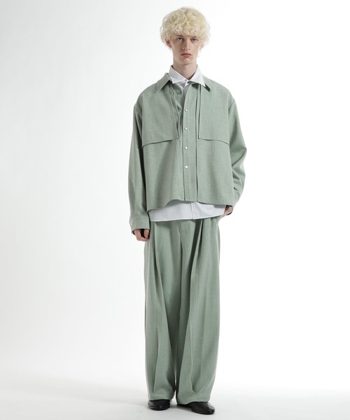 HARE（ハレ）の「レイヤードメランジシャツ(HARE)（シャツ/ブラウス・メンズ・ブラック/グリーン/ベージュ・FREE）」の19枚目の写真