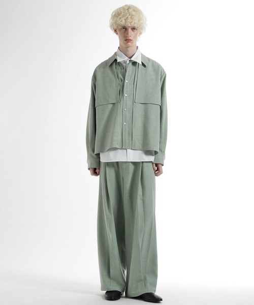 HARE（ハレ）の「レイヤードメランジシャツ(HARE)（シャツ/ブラウス・メンズ・ブラック/グリーン/ベージュ・FREE）」の7枚目の写真