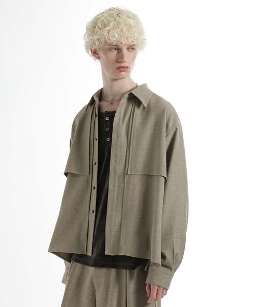 HARE（ハレ）の「レイヤードメランジシャツ(HARE)（シャツ/ブラウス・メンズ・ブラック/グリーン/ベージュ・FREE）」の13枚目の写真