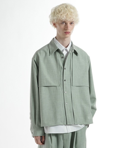 HARE（ハレ）の「レイヤードメランジシャツ(HARE)（シャツ/ブラウス・メンズ・ブラック/グリーン/ベージュ・FREE）」の16枚目の写真