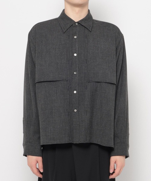 HARE（ハレ）の「レイヤードメランジシャツ(HARE)（シャツ/ブラウス・メンズ・ブラック/グリーン/ベージュ・FREE）」の8枚目の写真