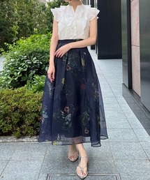 AND COUTURE（アンドクチュール）の「フラワーオーガンジーフレアスカート（スカート）」