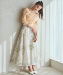 AND COUTURE | フラワーオーガンジーフレアスカート(スカート)