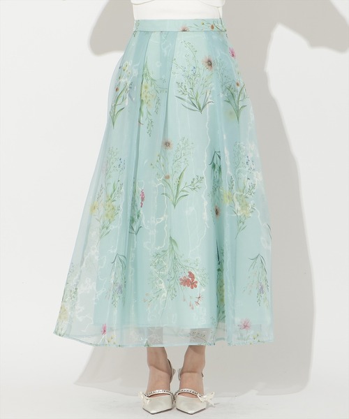AND COUTURE(アンドクチュール)の「フラワーオーガンジーフレアスカート(スカート・レディース・クリーム/ネイビー/ミント・FREE)」の16枚目の写真