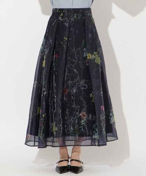 AND COUTURE(アンドクチュール)の「フラワーオーガンジーフレアスカート(スカート・レディース・クリーム/ネイビー/ミント・FREE)」の22枚目の写真
