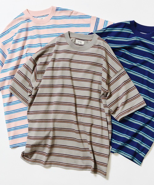 BEAMS(ビームス)の「ルーズ ボーダー Tシャツ(Tシャツ/カットソー・メンズ・グレー/ブルー/レッド系その他2・S/M/L/XL)」の2枚目の写真
