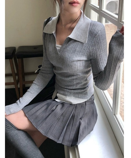 anyonemore(エニワンモア)の「アイレットベルト付きストライププリーツテニスミニスカート(スカート・レディース・グレー・LARGE/MEDIUM/SMALL)」の15枚目の写真