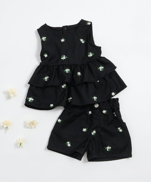 apres les cours（アプレレクール）の「フラワー刺繍ティアードベスト（その他トップス・キッズ・アイボリー/ブラック・140/130/120/110/100/90）」の13枚目の写真