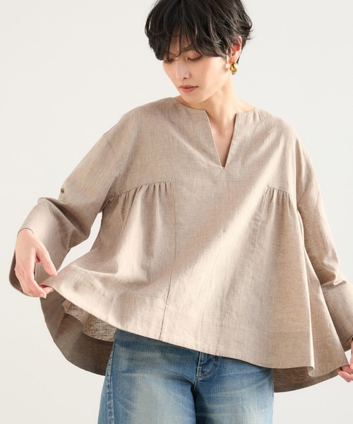 BARNYARDSTORM（バンヤードストーム）の「BARNYARDSTORM / CONFITカフタンブラウス / ハンドウォッシャブル【WEB・一部店舗限定】（シャツ/ブラウス・レディース・ベージュ/ブラック/ホワイト・FREE）」の3枚目の写真