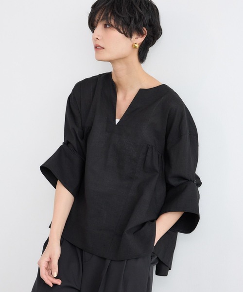 BARNYARDSTORM（バンヤードストーム）の「BARNYARDSTORM / CONFITカフタンブラウス / ハンドウォッシャブル【WEB・一部店舗限定】（シャツ/ブラウス・レディース・ベージュ/ブラック/ホワイト・FREE）」の2枚目の写真