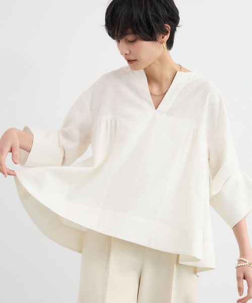 BARNYARDSTORM（バンヤードストーム）の「BARNYARDSTORM / CONFITカフタンブラウス / ハンドウォッシャブル【WEB・一部店舗限定】（シャツ/ブラウス・レディース・ベージュ/ブラック/ホワイト・FREE）」の4枚目の写真