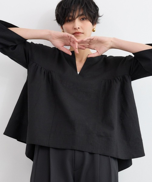 BARNYARDSTORM（バンヤードストーム）の「BARNYARDSTORM / CONFITカフタンブラウス / ハンドウォッシャブル【WEB・一部店舗限定】（シャツ/ブラウス・レディース・ベージュ/ブラック/ホワイト・FREE）」の7枚目の写真