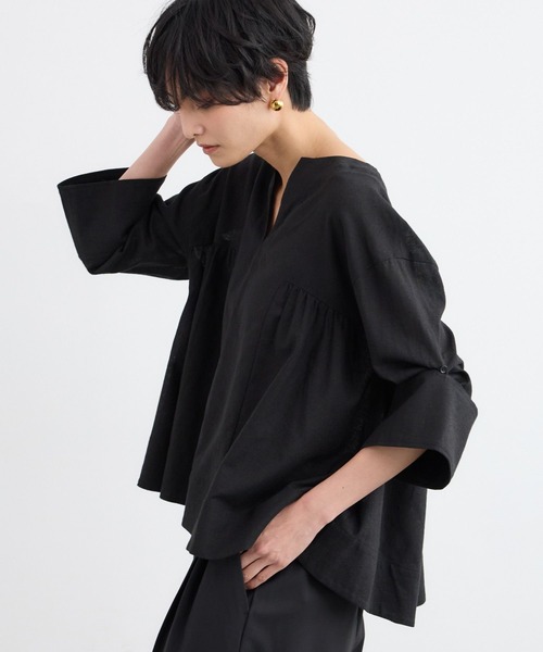 BARNYARDSTORM（バンヤードストーム）の「BARNYARDSTORM / CONFITカフタンブラウス / ハンドウォッシャブル【WEB・一部店舗限定】（シャツ/ブラウス・レディース・ベージュ/ブラック/ホワイト・FREE）」の8枚目の写真