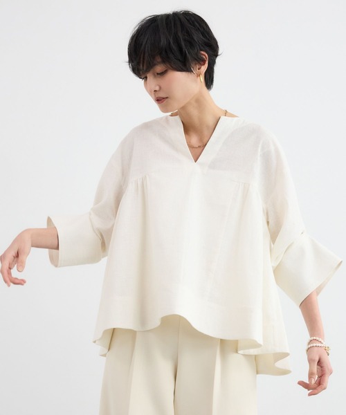 BARNYARDSTORM（バンヤードストーム）の「BARNYARDSTORM / CONFITカフタンブラウス / ハンドウォッシャブル【WEB・一部店舗限定】（シャツ/ブラウス・レディース・ベージュ/ブラック/ホワイト・FREE）」の15枚目の写真