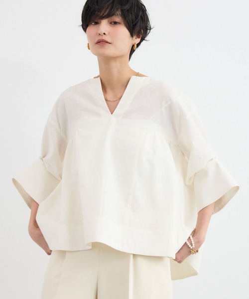 BARNYARDSTORM（バンヤードストーム）の「BARNYARDSTORM / CONFITカフタンブラウス / ハンドウォッシャブル【WEB・一部店舗限定】（シャツ/ブラウス・レディース・ベージュ/ブラック/ホワイト・FREE）」の16枚目の写真