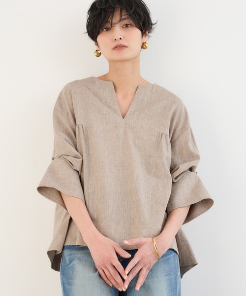 BARNYARDSTORM（バンヤードストーム）の「BARNYARDSTORM / CONFITカフタンブラウス / ハンドウォッシャブル【WEB・一部店舗限定】（シャツ/ブラウス・レディース・ベージュ/ブラック/ホワイト・FREE）」の10枚目の写真