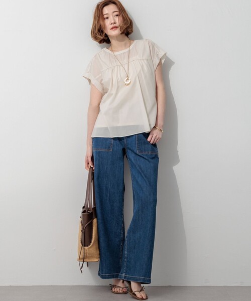 23区 L（ニジュウサンクオオキイサイズ）の「23区DENIM サマー ベイカーパンツ（デニムパンツ・レディース・ネイビー系/ターコイズブルー系/スカイブルー系・44/50/48/46）」の14枚目の写真