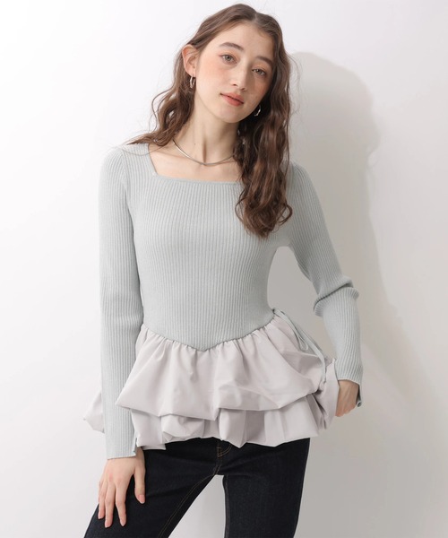 Rirandture（リランドチュール）の「ティアードペプラムドッキングニット（ニット/セーター・レディース・ライトグレー・2）」の4枚目の写真