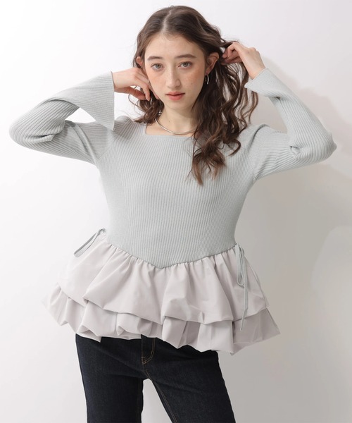 Rirandture（リランドチュール）の「ティアードペプラムドッキングニット（ニット/セーター・レディース・ライトグレー・2）」の5枚目の写真