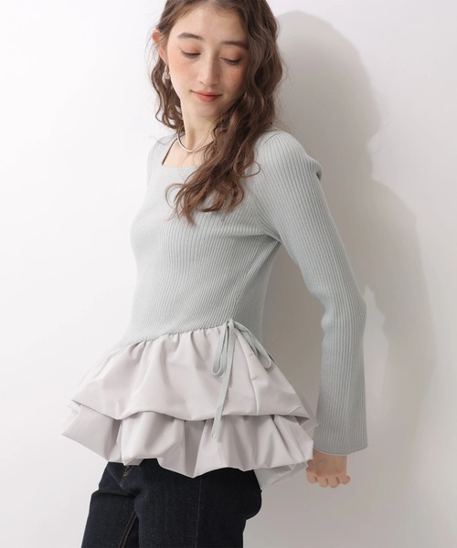 Rirandture（リランドチュール）の「ティアードペプラムドッキングニット（ニット/セーター・レディース・ライトグレー・2）」の6枚目の写真
