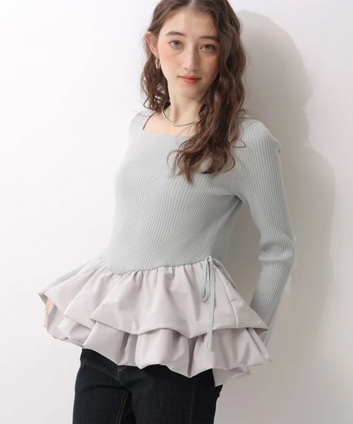 Rirandture（リランドチュール）の「ティアードペプラムドッキングニット（ニット/セーター・レディース・ライトグレー・2）」の7枚目の写真