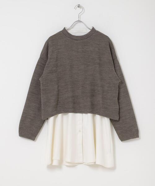 ITEMS URBANRESEARCH(アイテムズ アーバンリサーチ)の「ニットソー×ブラウスセット(シャツ/ブラウス・レディース・ブラウン/ベージュ/ライトブルー・FREE)」の1枚目の写真